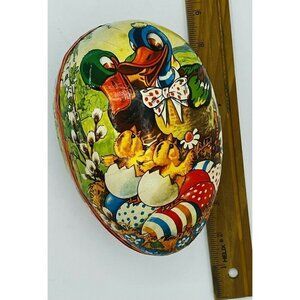 Large Vintage Paper Machet Easter Egg Candy Box Mallard Ducks Western Germany